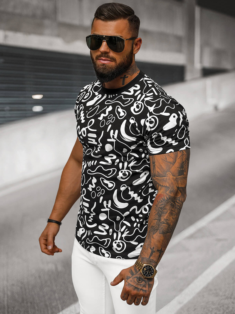 Camiseta de hombre negra OZONEE JS/8T1205/3