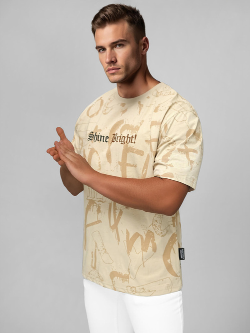 Camiseta de hombre beige OZONEE O/YN2/621Z