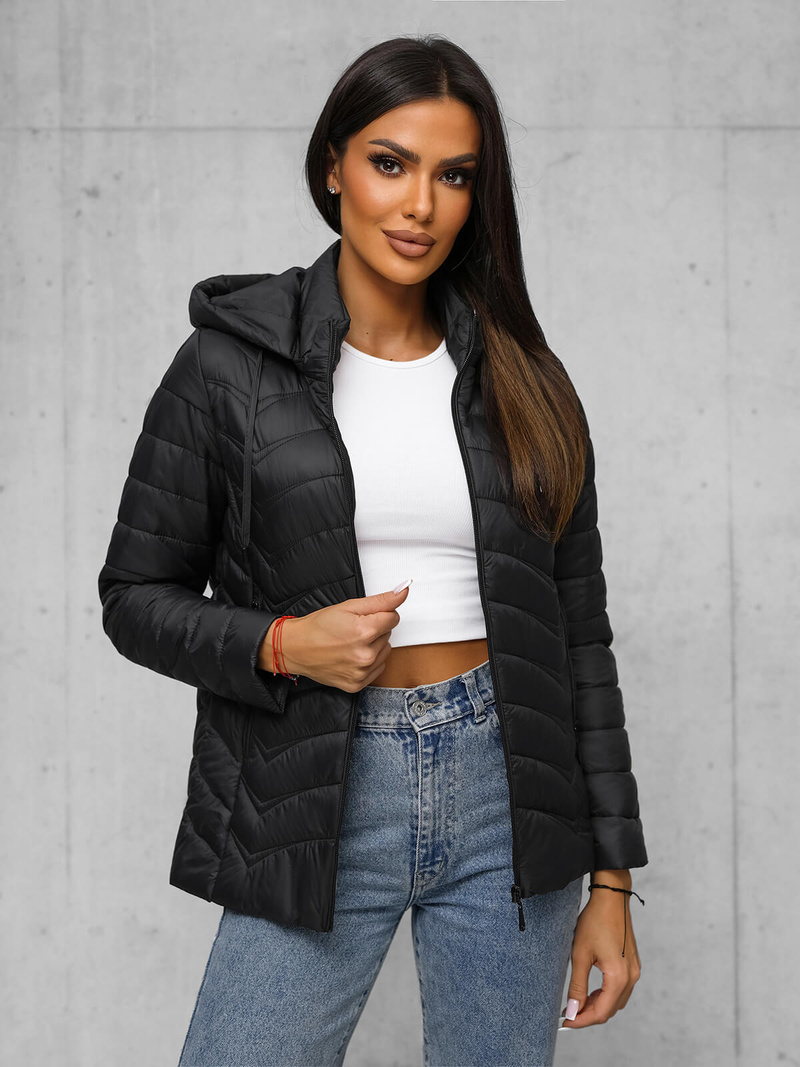 Chaqueta de mujer negra OZONEE JS/16M9238/392