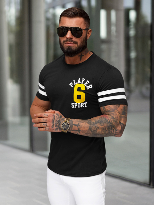 Camiseta de hombre negra OZONEE JS/8B1391/3
