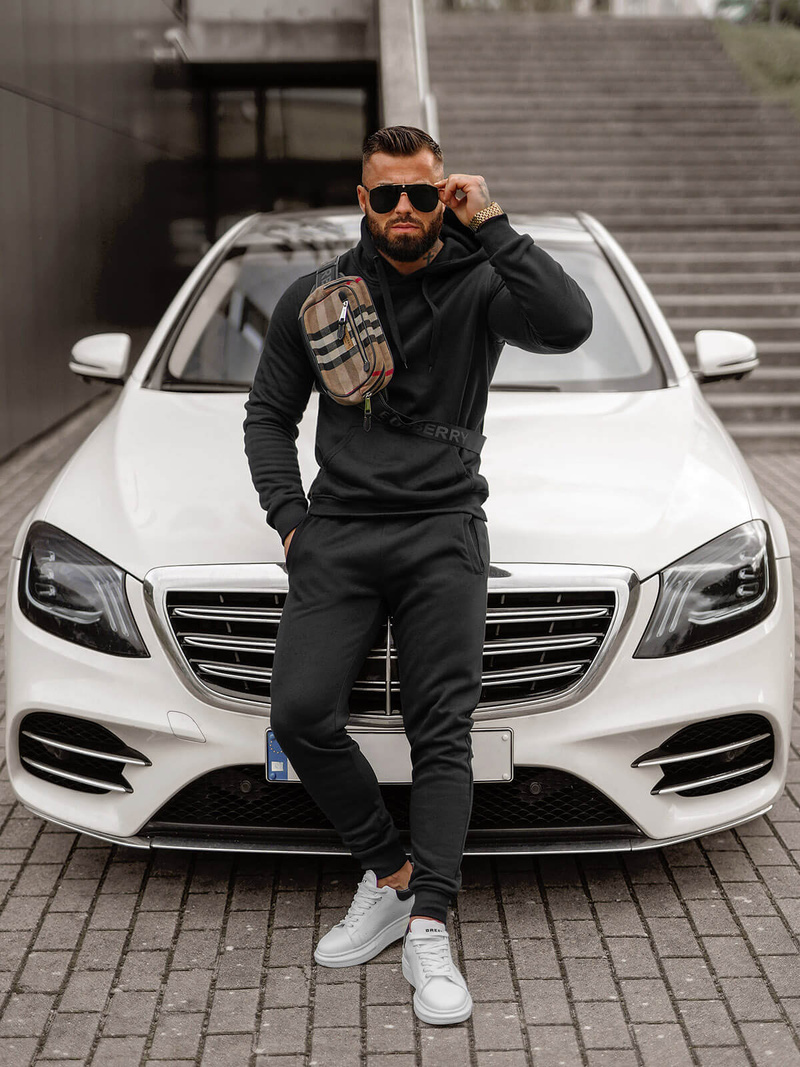 Chándal de hombre negro OZONEE JS/68C10381/3Z