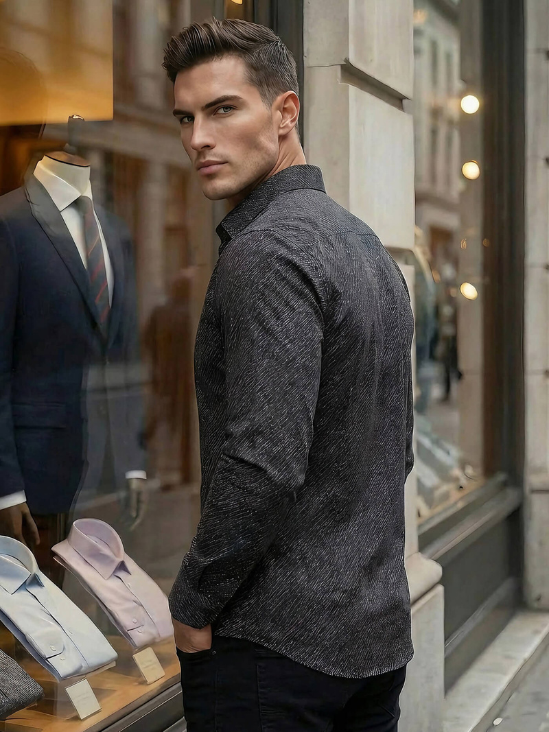 Camisa de hombre negra OZONEE V/V184Z