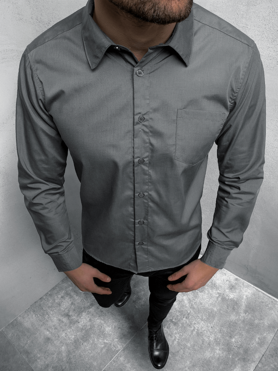 Camisa De Hombre Gris Oscuro Ozonee Jshh0382 Ozonee 2516