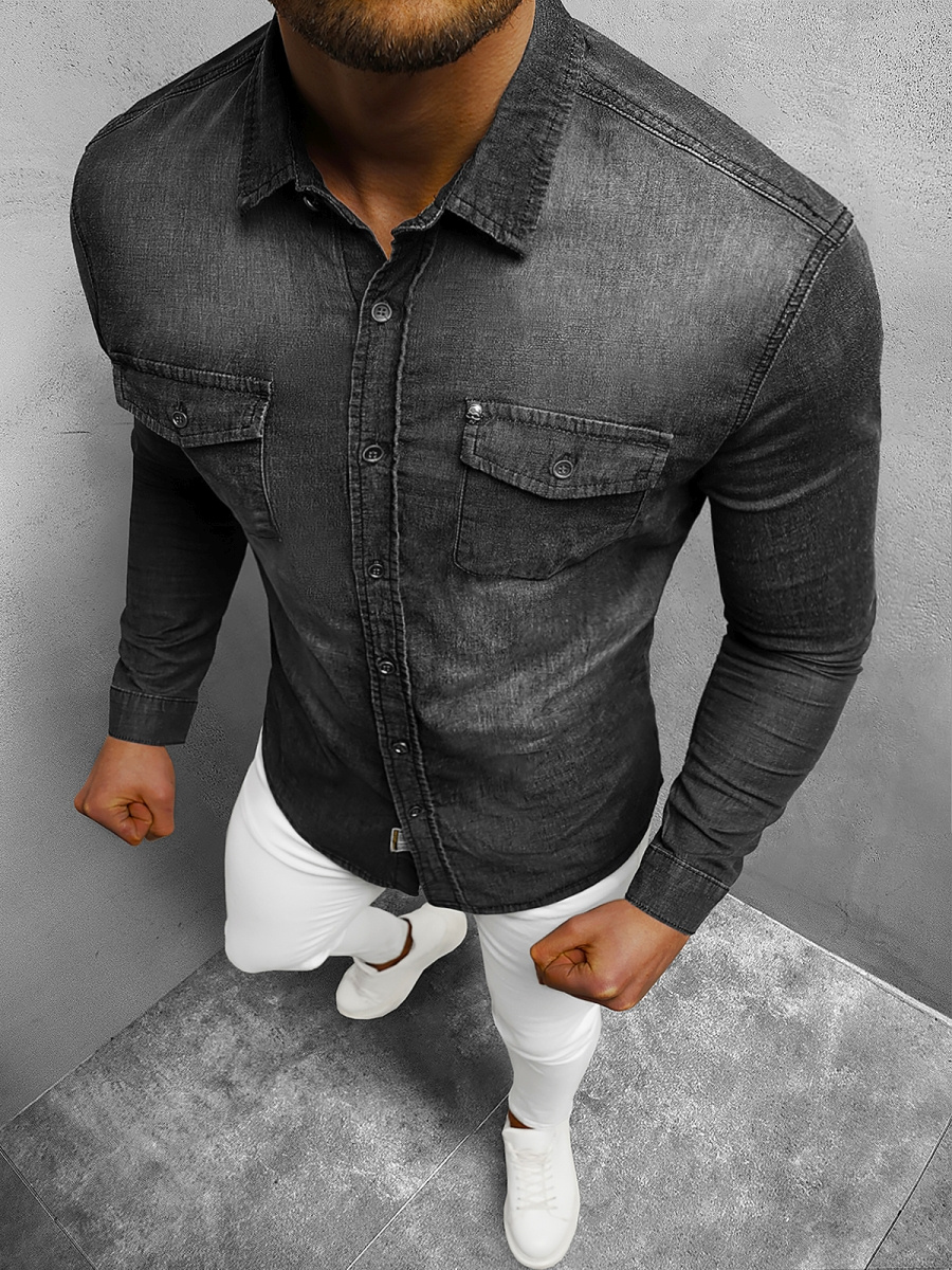 Camisa vaquera best sale oscura hombre