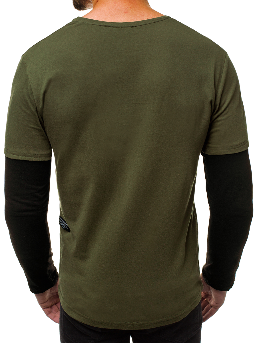 Camiseta de manga larga de hombre verde OZONEE O/B257