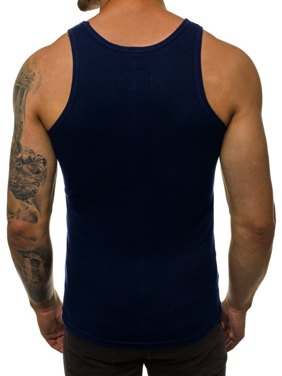 Camiseta Sin Mangas De Hombre Azul Marino Ozonee Jsnb002 Ozonee 