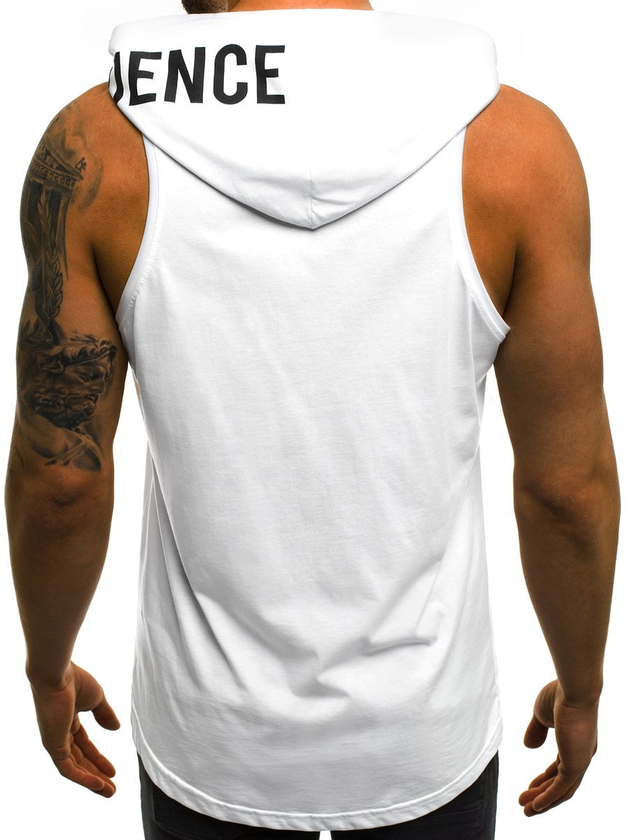 Camiseta sin mangas de hombre blanca OZONEE JS/99002