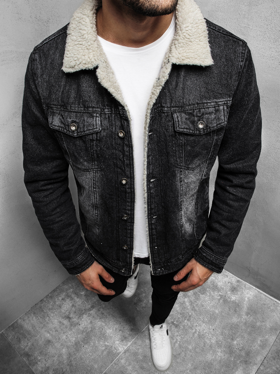 Chaqueta vaquera negra hombre Clearance