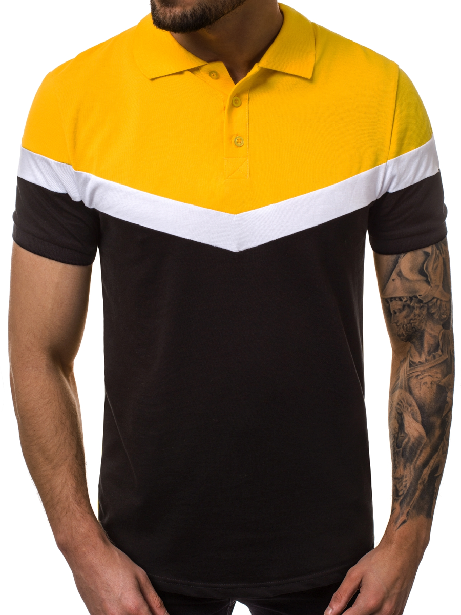 Polo Para Hombre Amarillo Negro Ozonee O 1501 Ozonee