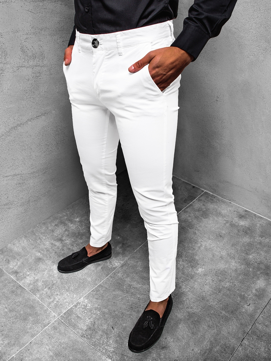 Pantalón chino de hombre blancos OZONEE JB/JP1143/1 | OZONEE