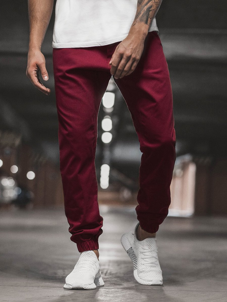 Pantal n chino jogger de hombre burdeos OZONEE O 399