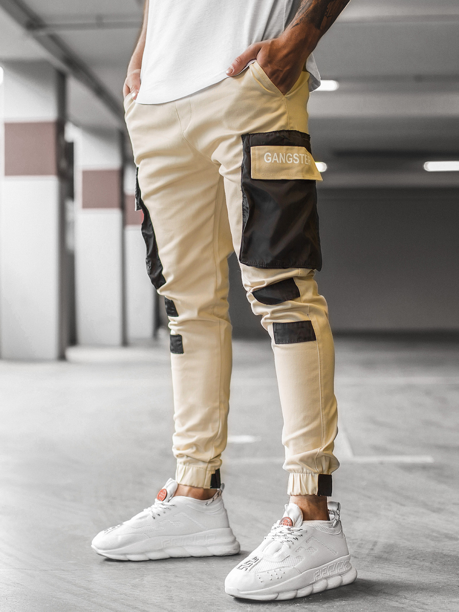 Pantalón jogger de hombre beige OZONEE G/11131 | OZONEE