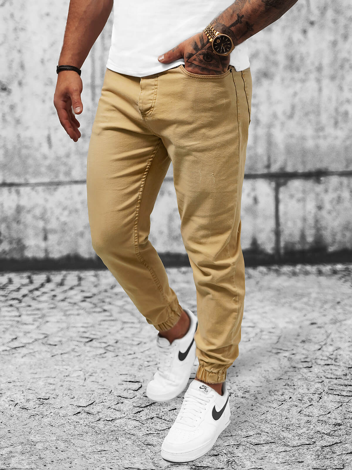 Pantalón jogger de hombre beige OZONEE C/2046 