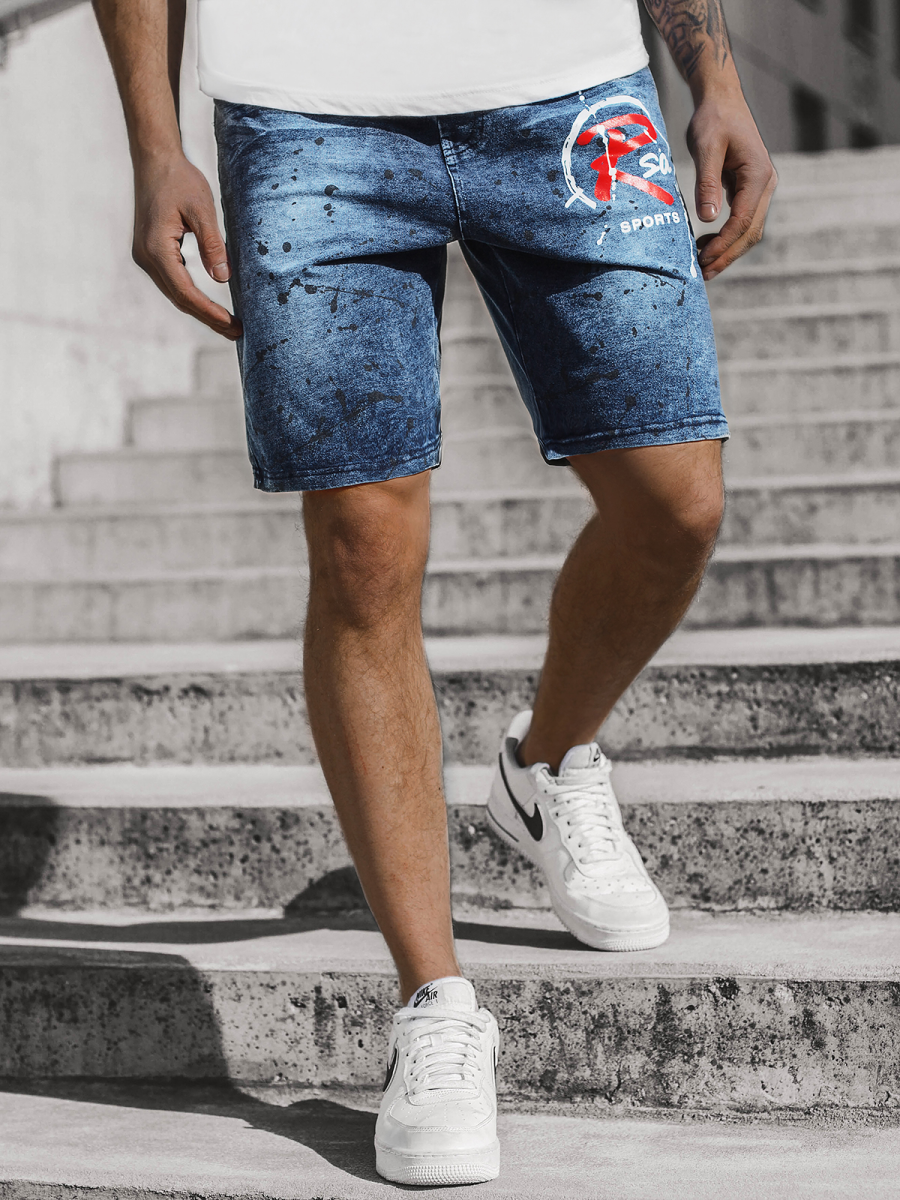 Shorts vaqueros de hombre azul OZONEE JS/KK1075