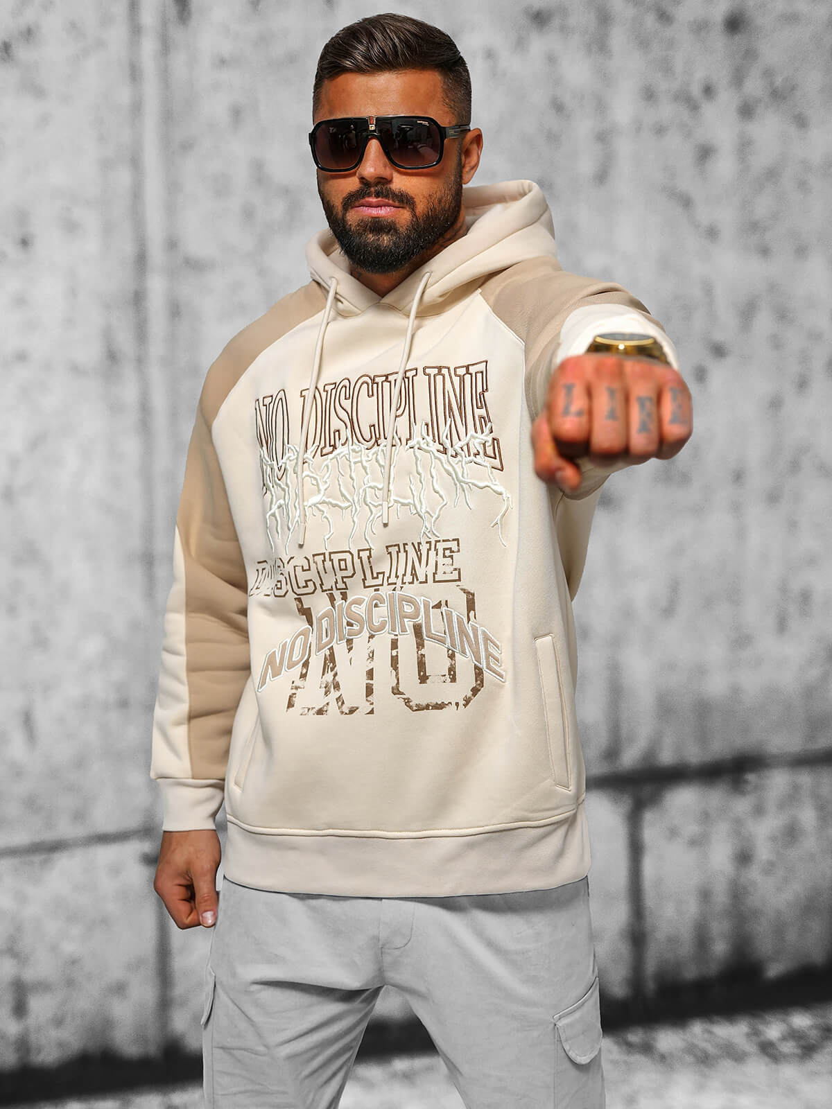 Sudadera de hombre blanca OZONEE JS/8B1137/1