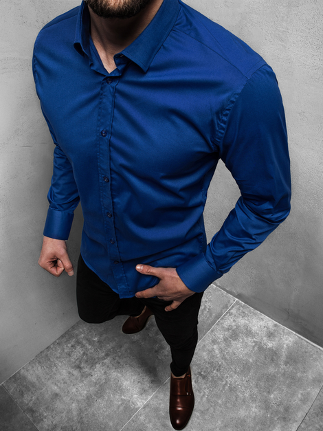 Camisa de hombre cobalto OZONEE EP/K04Z