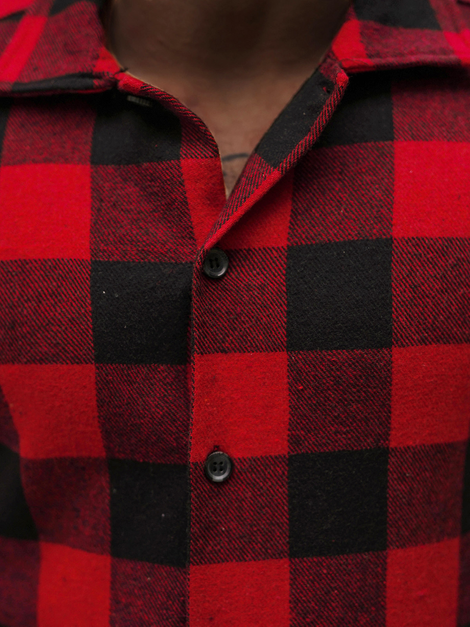 Camisa de hombre negra-roja OZONEE O/L0149
