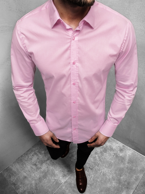 Camisa de hombre rosa claro OZONEE EP/K06Z
