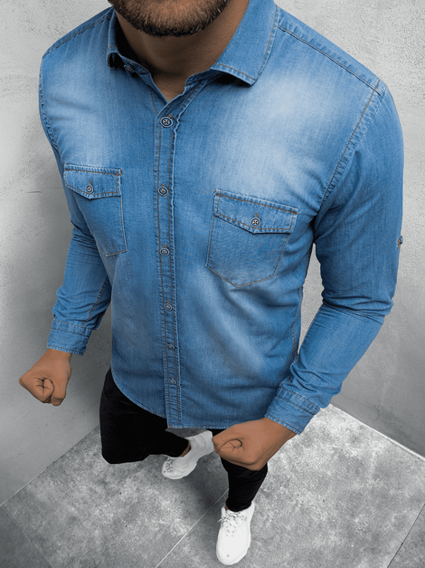 Camisa vaquera de hombre azul claro OZONEE O/C99