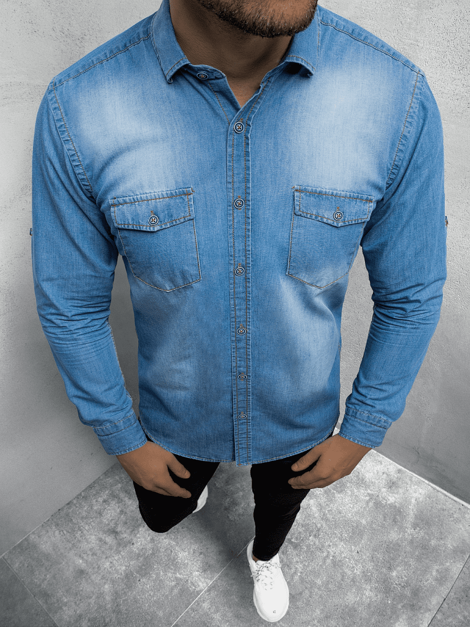 Camisa vaquera de hombre azul claro OZONEE O/C99
