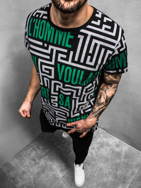 Camiseta de hombre negra OZONEE JS/KS2020Z