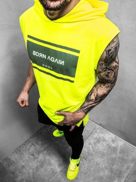 Camiseta sin mangas de hombre amarillo-neón OZONEE MACH/M1152Z