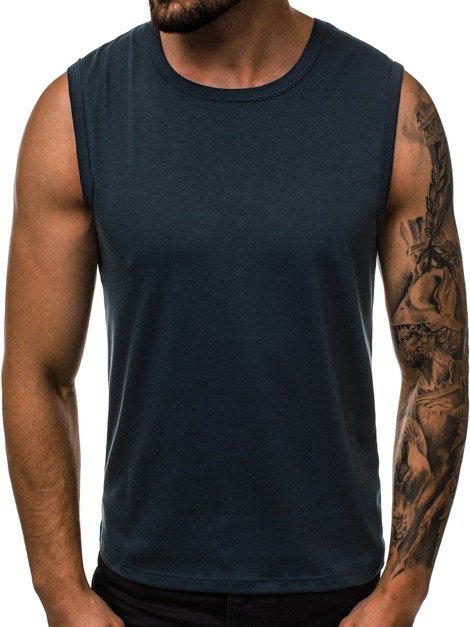 Camiseta sin mangas de hombre azul marino OZONEE JS/99001