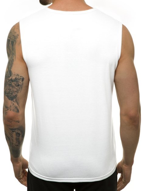 Camiseta sin mangas de hombre blanca OZONEE JS/KS2077