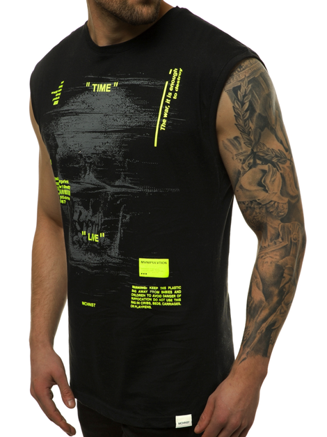 Camiseta sin mangas de hombre negro-amarilla OZONEE MACH/M1212