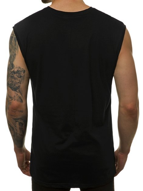 Camiseta sin mangas de hombre negro-blanca OZONEE MACH/M1176