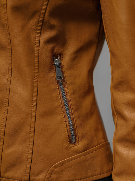 Chaqueta de cuero para mujer camel OZONEE JS/11Z8052