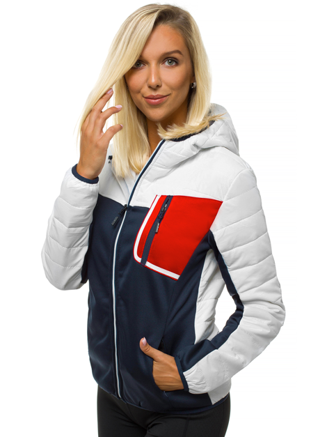 Chaqueta De Mujer Blanco Azul Marino Ozonee Jsksw4006 Ozonee 