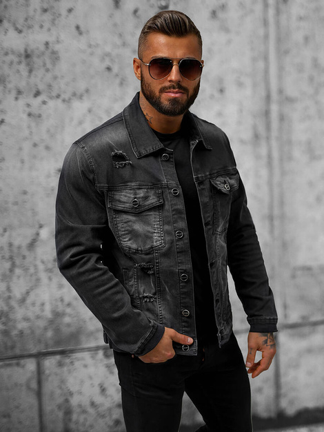 Chaqueta vaquera de hombre negra OZONEE NB/MJ506NZ