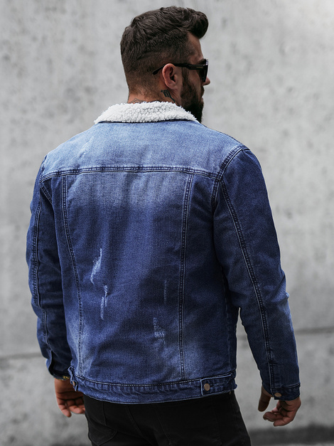 Chaqueta vaquera de hombre sherpa negro-azul OZONEE NB/MJ513BSZ