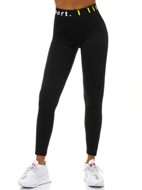 Leggings para mujer negro-amarillo OZONEE O/82353