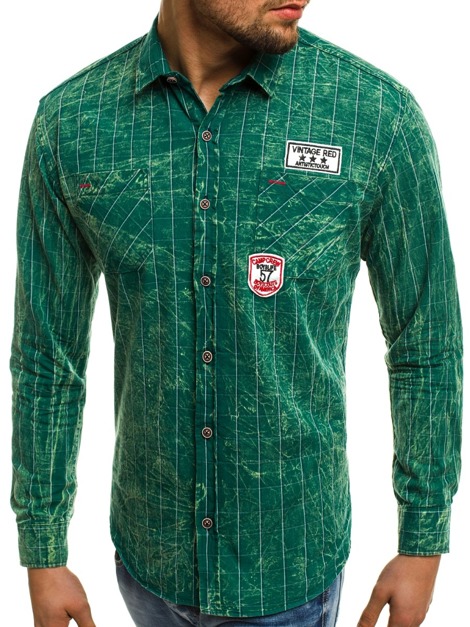 NORTHIST 2505 Camisa de hombre verde
