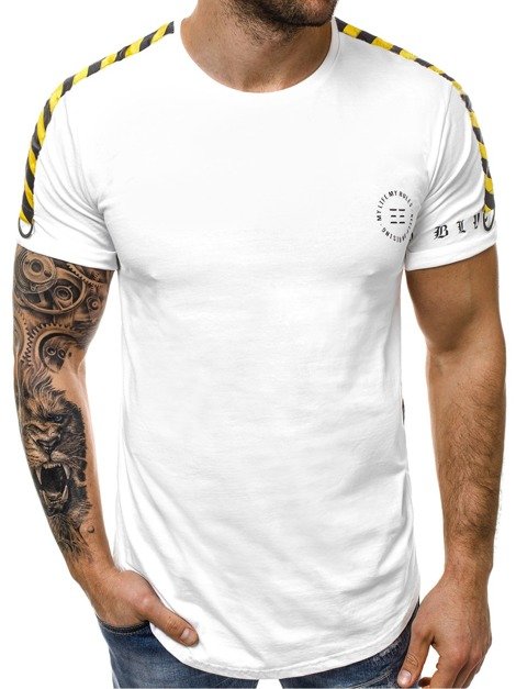 OZONEE B/181394 Camiseta de hombre blanca