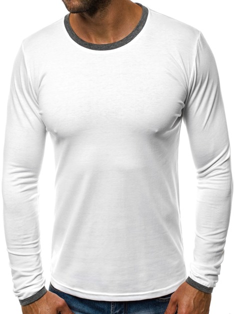 OZONEE JS/5002AL Camiseta de manga larga de hombre blanco