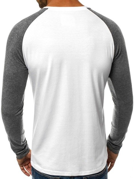OZONEE JS/5005AL Camiseta de manga larga de hombre blanco