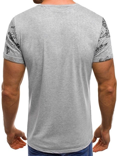 OZONEE JS/SS393 Camiseta de hombre gris