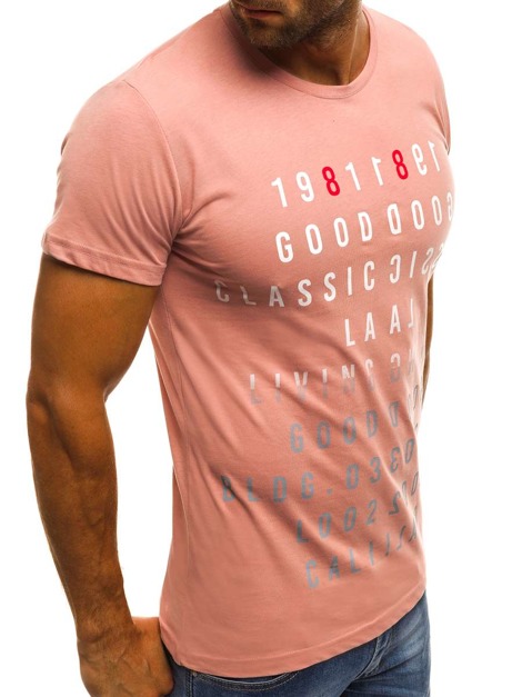 OZONEE MECH/2044 Camiseta de hombre rosa