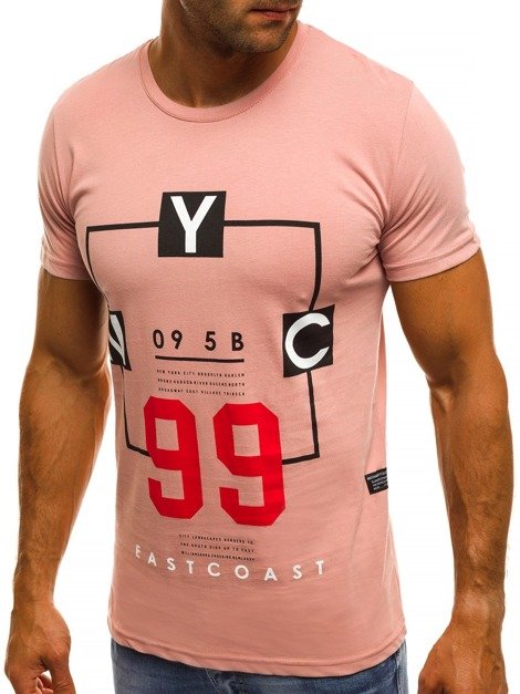 OZONEE MECH/2088T Camiseta de hombre rosa