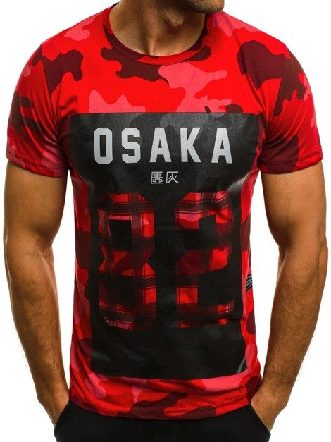 OZONEE MECH/2094 Camiseta de hombre camuflaje-roja