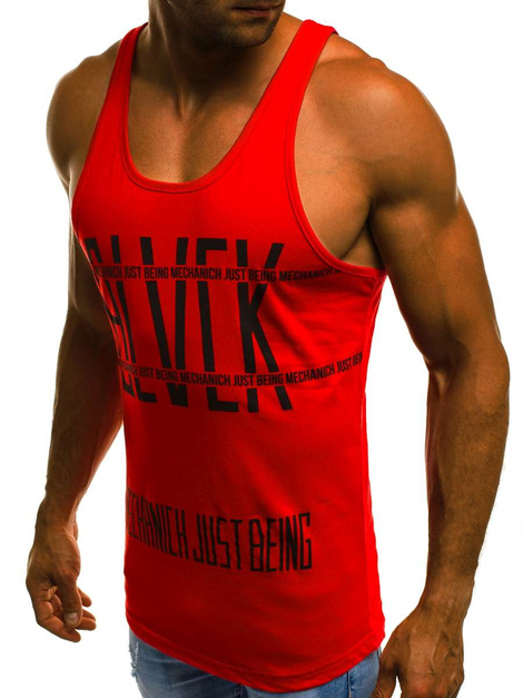 OZONEE O/1197 Camiseta sin mangas de hombre rojo