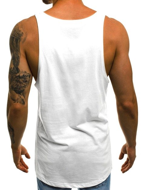 OZONEE O/1201 Camiseta sin mangas de hombre blanca