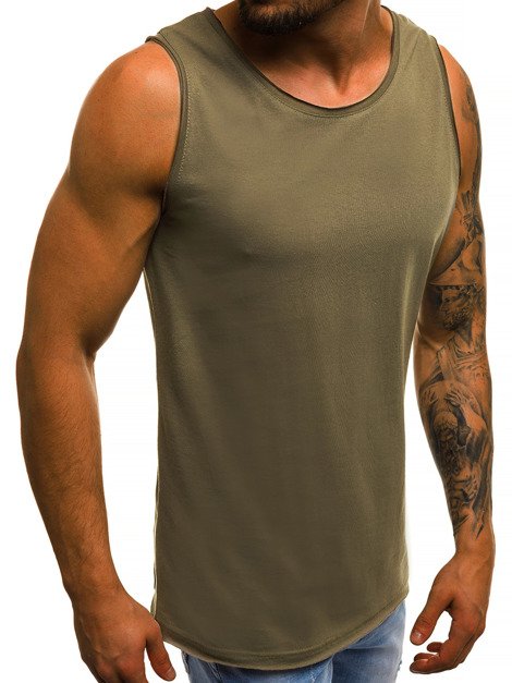 OZONEE O/1205 Camiseta sin mangas de hombre caqui