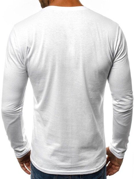OZONEE O/1214 Camiseta de manga larga de hombre blanco