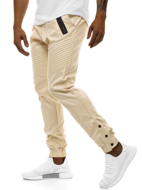 Pantalón chino jogger de hombre beige OZONEE A/0952