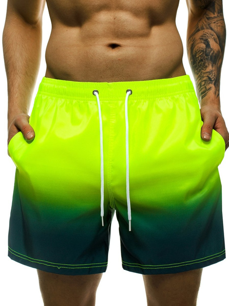 Pantalón corto de hombre verde-amarillo OZONEE ST008-10