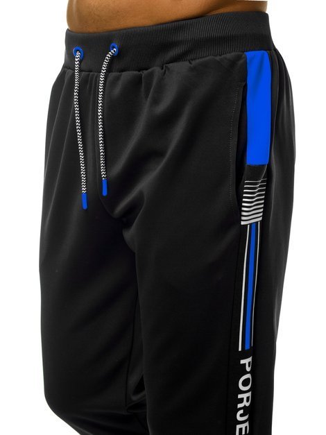 Pantalón de chándal de hombre negro-azul OZONEE JS/AM120